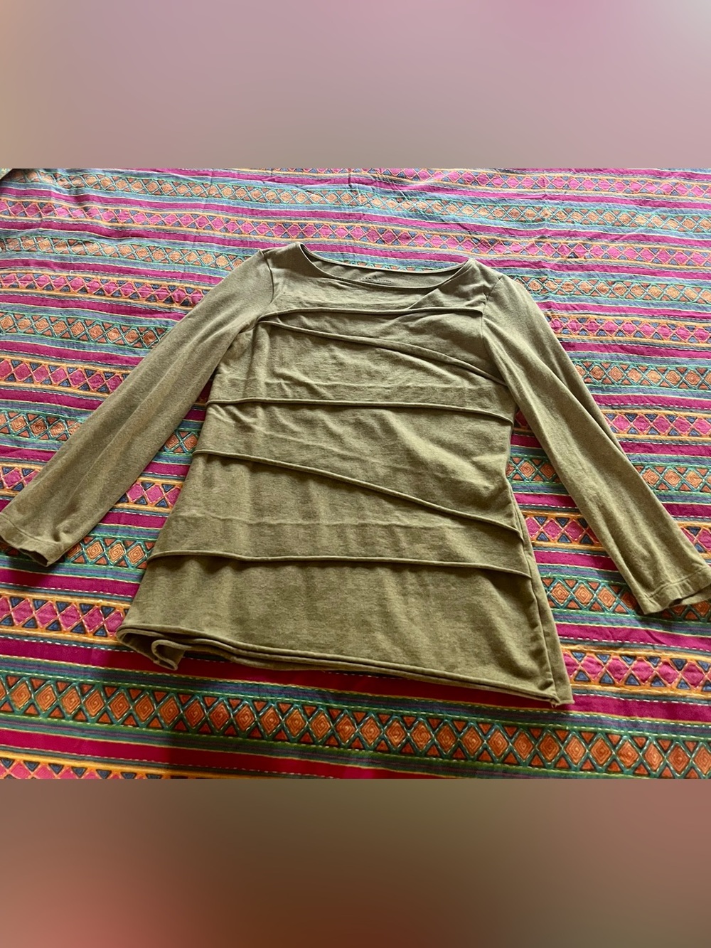 neon buddha Olive Layered Front Long-Sleeve Tee